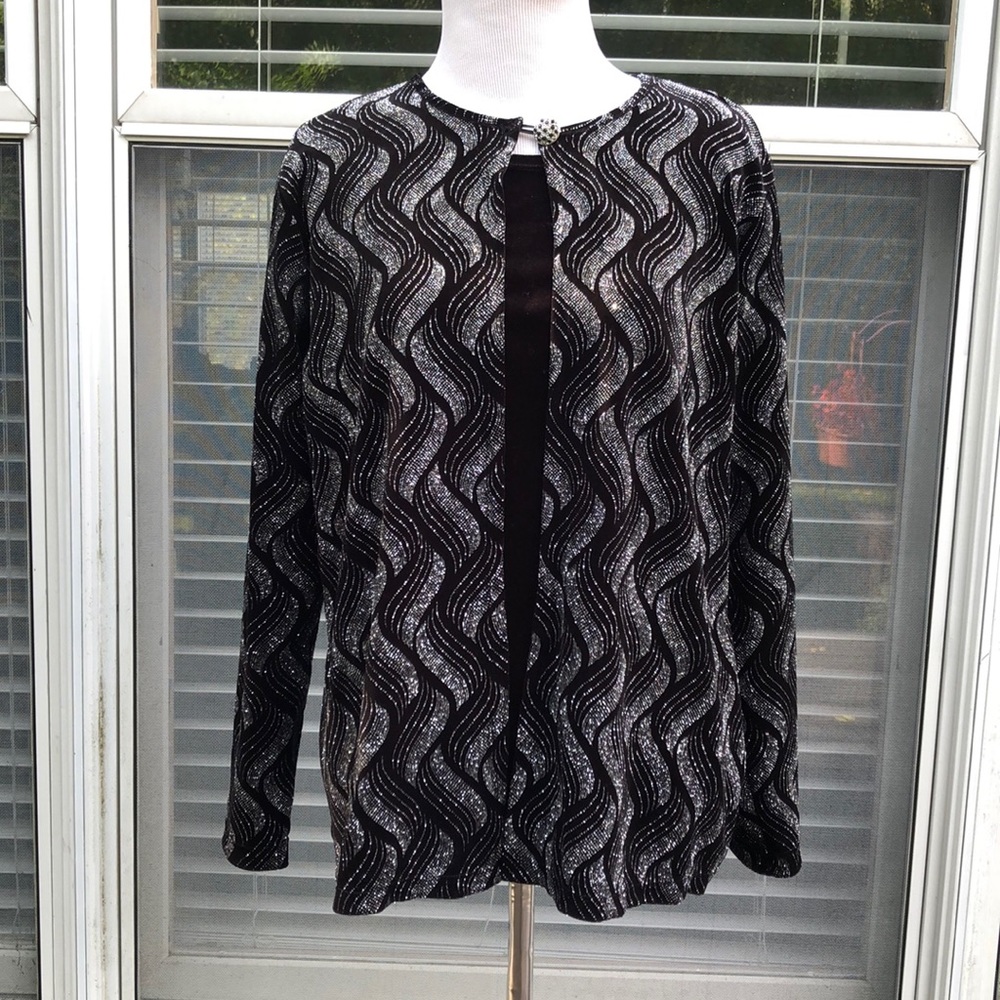 Notations Black & Silver Sparkle Attached Twofer size Large